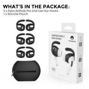 AhaStyle Silicone Earhooks for AirPods Pro2 3 Pairs Ear Hooks Covers Anti-Slip Ear Covers Added Storage Pouch Anti Slip